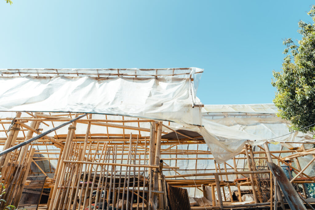 house for drying coffee, natural coffee beans are dried in the greenhouse.Parchment coffee
